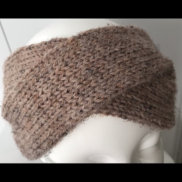 NEW Handmade Criss-Cross Headband, Wool Blend, Mushroom Brown - Picture 2 of 5